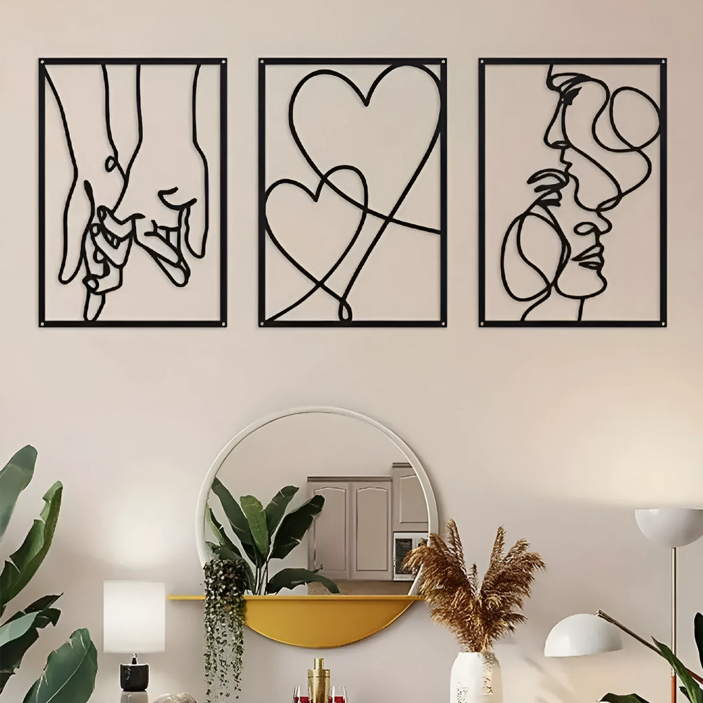Three iron wall decorations in modern simplicity style for bedroom and living room