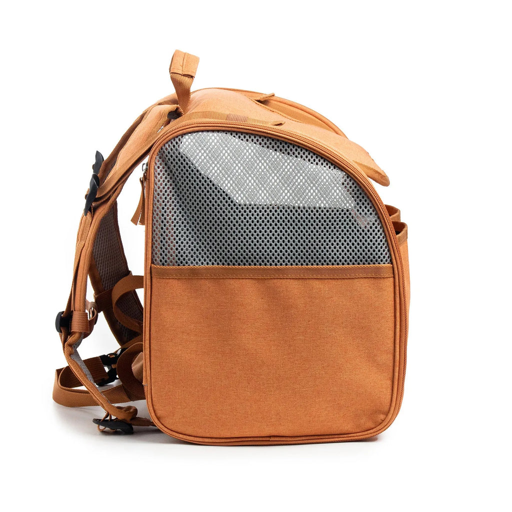 Expandable breathable outdoor cat backpack in gray Oxford fabric with 55L capacity