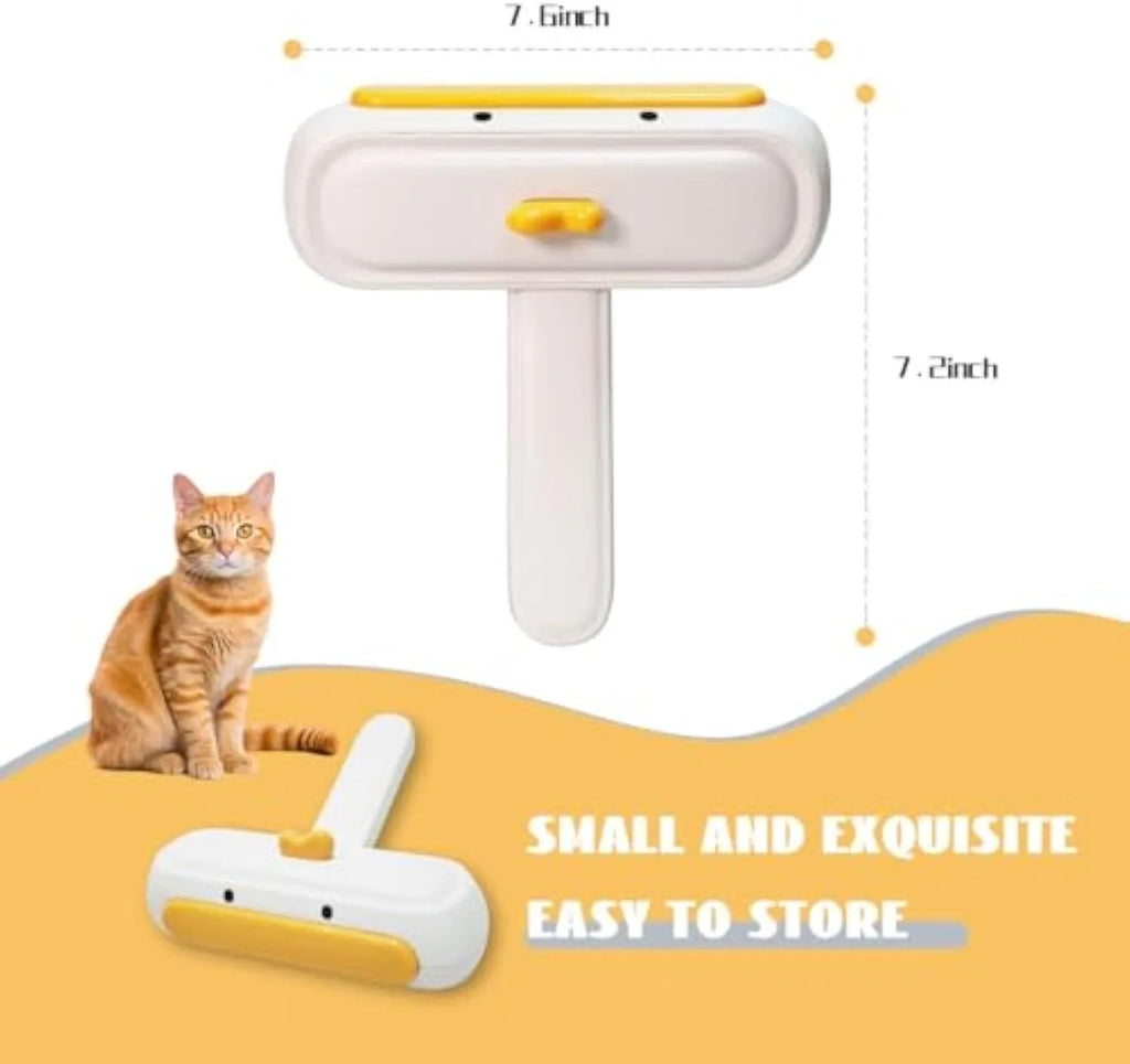 Yellow duck design portable pet hair remover tool with reusable cartridge.