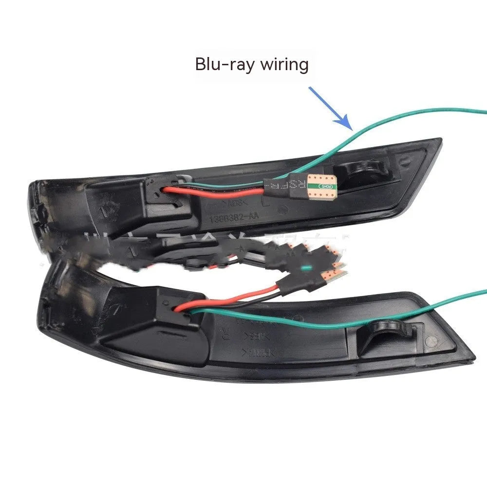 Ford Focus and Mondeo rearview mirror waterfall flow light accessory in yellow or yellow/blue two-tone colours