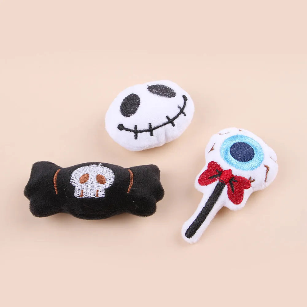 Small cat teaser wand toy with plush candy attachment on 1 metre string