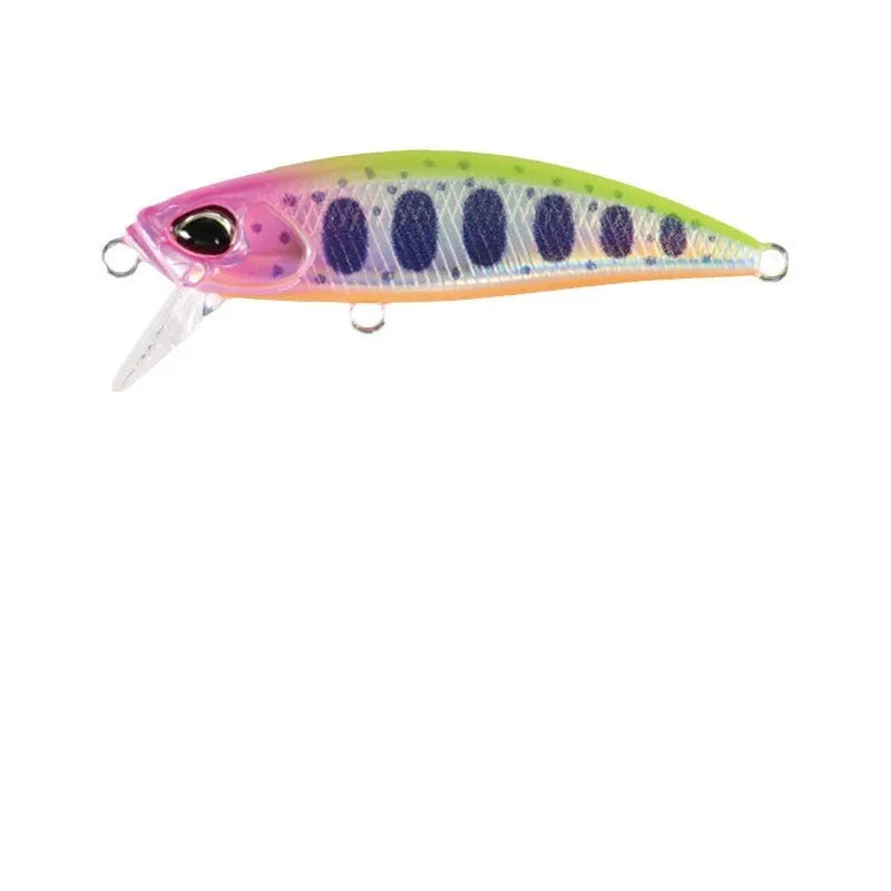 Tossing Japanese 48mm submerged minnow fishing lure in assorted colours for mandarin fish and snakehead.