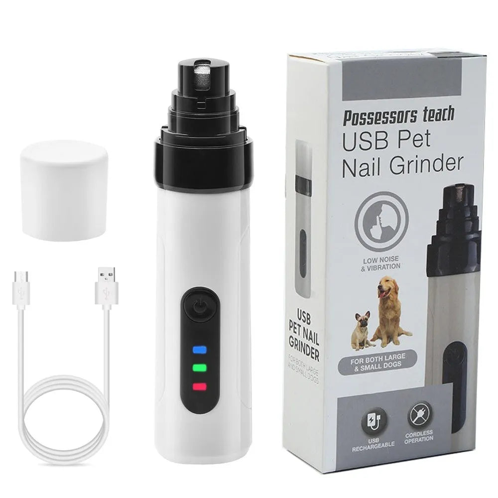 3-speed LED electric nail grinder for dogs with automatic piercing device and dust bag