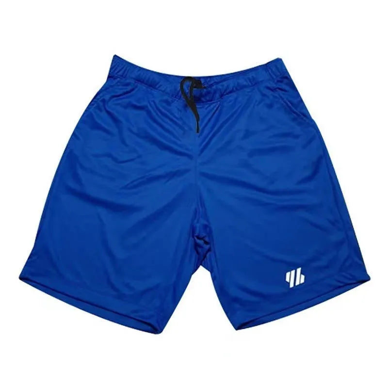 Loose-fit metal silk sports shorts for running in various colours like army green and sapphire blue.