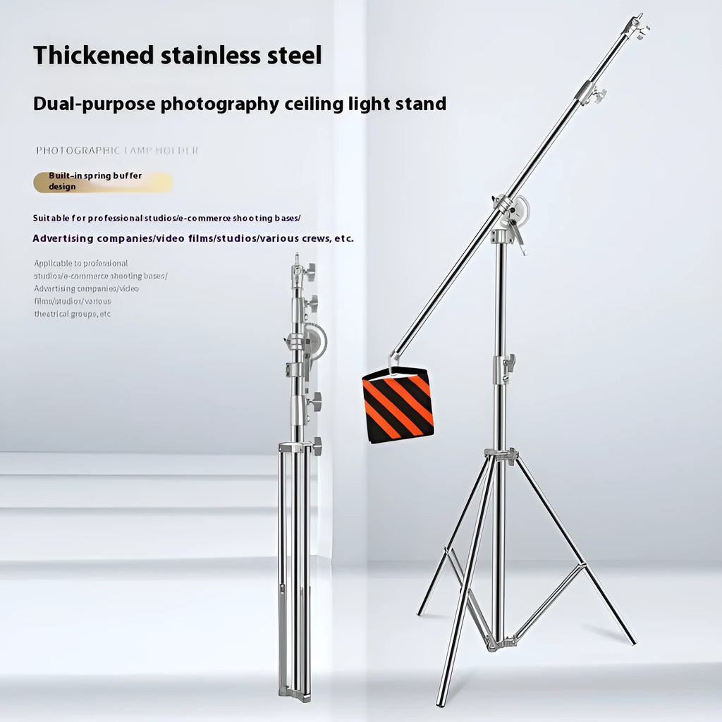 Silver stainless steel cross arm dual-purpose ceiling lamp rack fully extended