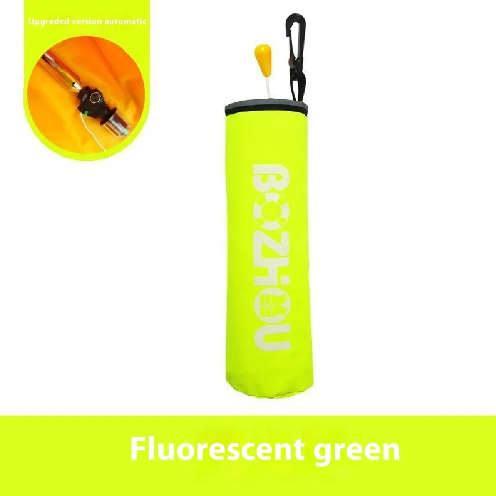 Automatic inflatable life jacket in orange with gas cylinder and 600D Oxford cloth construction for fishing and car use