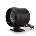 Black automotive tachometer with blue light pointer dial for measuring engine RPM.
