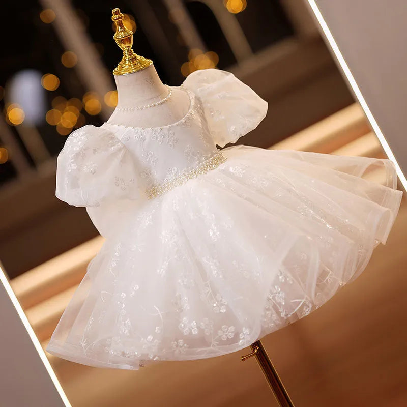 White girls' polyester dress for birthday dinner, available in heights 80cm to 150cm