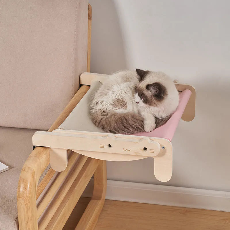 Solid wood pet bed with removable cushion in grey blue colour option