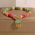 Colourful tourmaline jade Xiangyun pattern crystal bracelet with alloy inlay setting for ladies jewellery