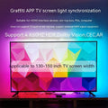 App-controlled TV ambience LED light strip mounted behind a television