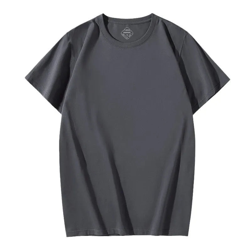 Men's loose fit short sleeve t-shirt in multiple colour options on a hanger.