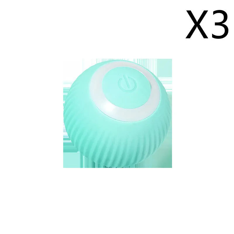 Green automatic rotating ball cat toy with 43mm diameter for claw control and intelligent obstacle avoidance