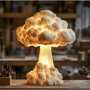 Atomic bomb explosion mushroom cloud shaped modern art table lamp with USB power cord.