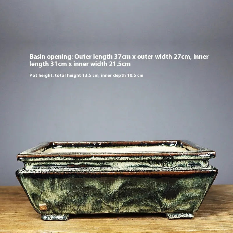 Rectangular ceramic flower pot with dark Jun glaze in large size 37 from Foshan