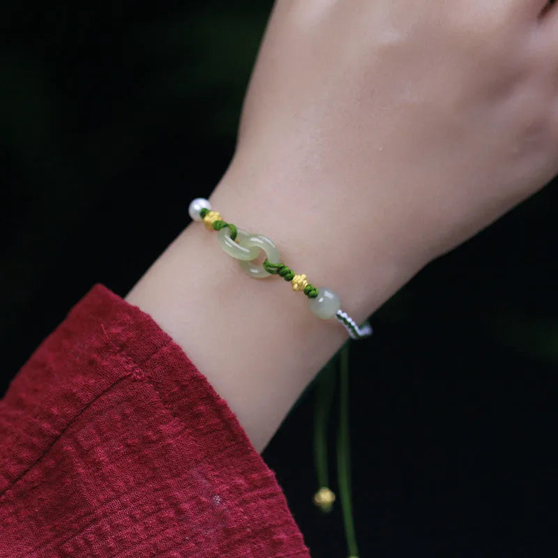 DIY woven bracelet with Hetian jade pendants and flexible wire for custom watch bands