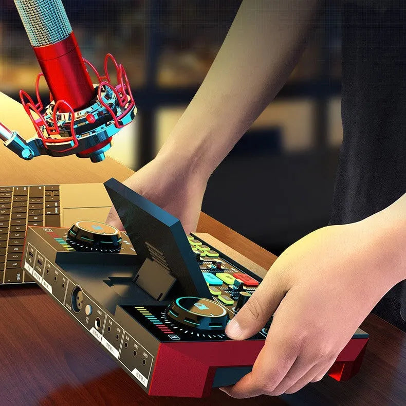 Black G10 computer karaoke sound card with 5.1 channels and Bluetooth 5.0