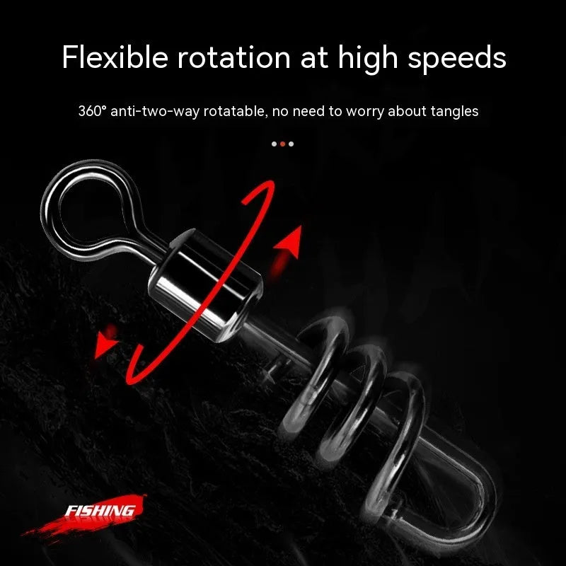 Stainless steel fishing swivel connector with 8-shaped ring design on fishing line