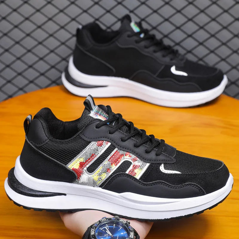 Men's mesh sports casual shoes in white green colour with plastic sole and leather toe holder