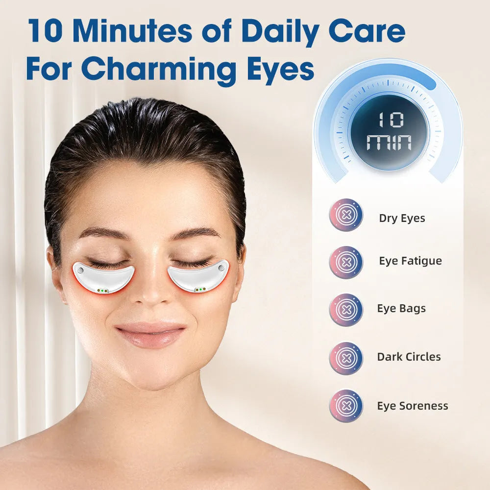 White wireless red light EMS eye massager for facial beauty treatment