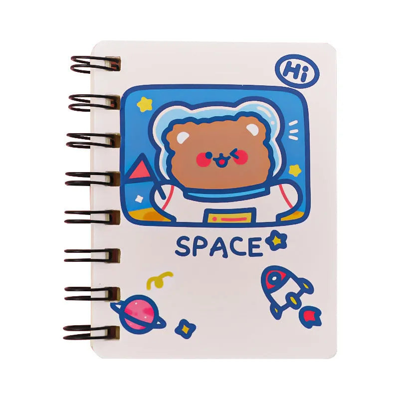 Compact astronaut-themed pocket flipper notebook showing Astronaut Bear cover design