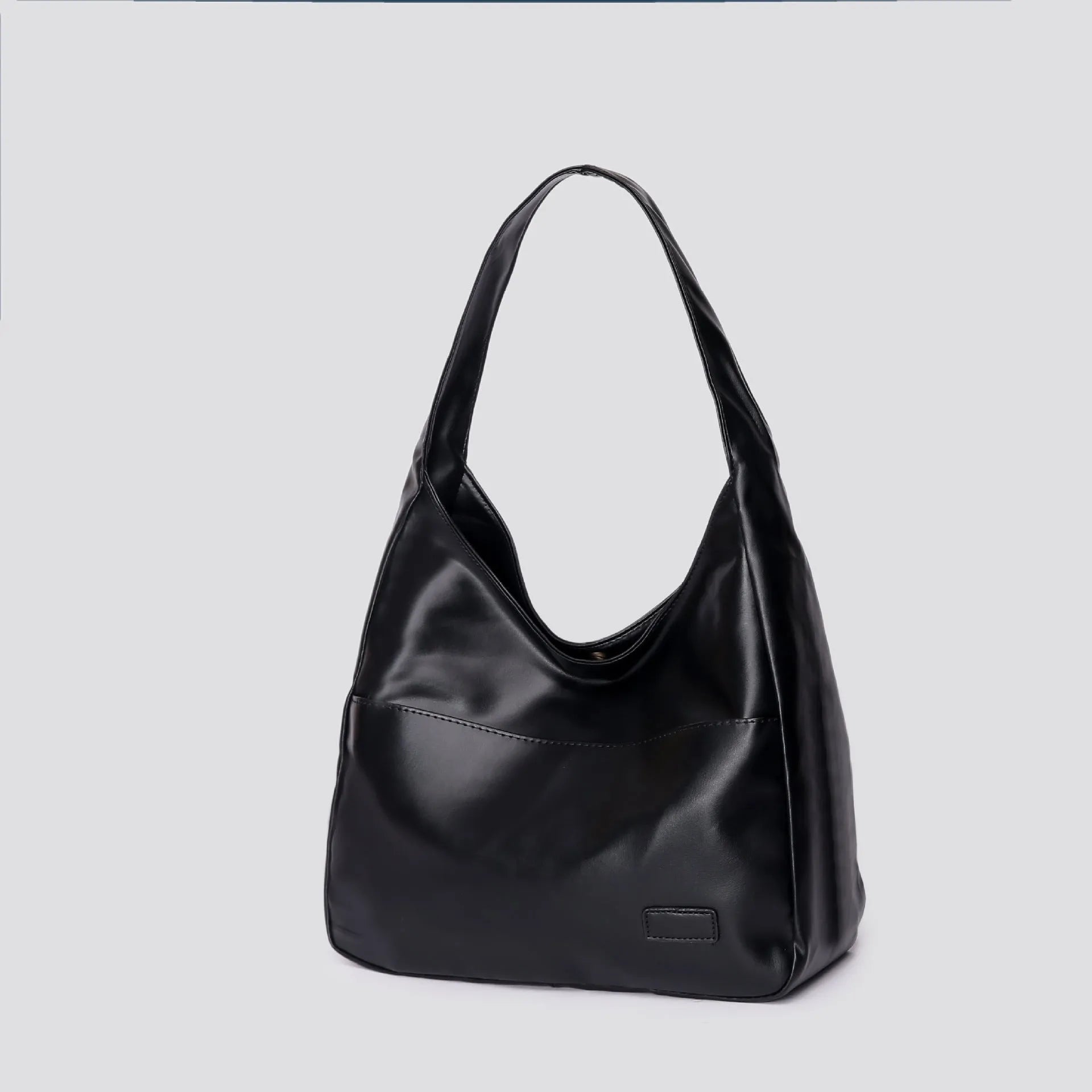 Women's soft PU shoulder bag in retro style with open pocket, shown in one of four colours