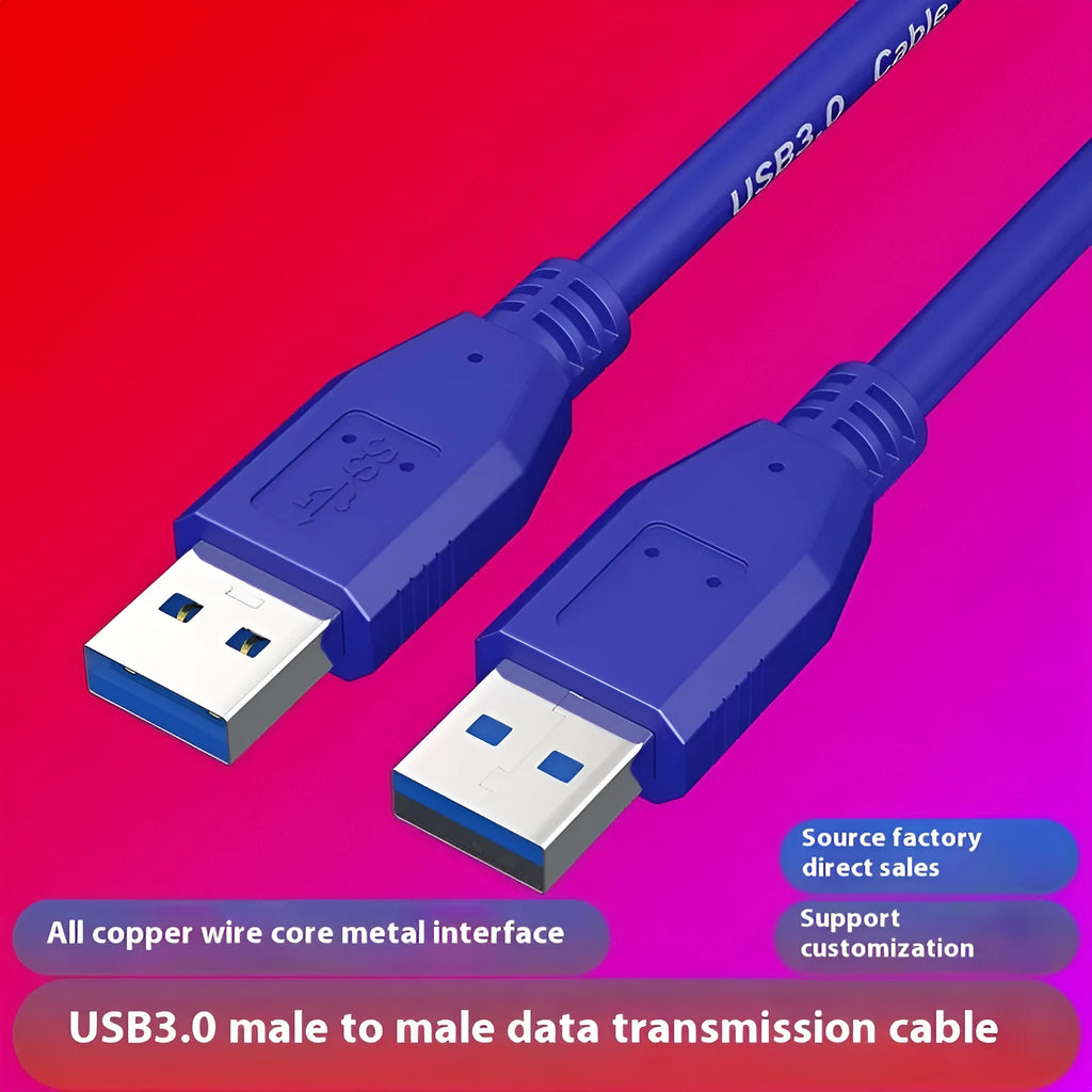 USB 3.0 data cable with nickel-plated connectors for connecting external hard drives, shown in multiple length options.