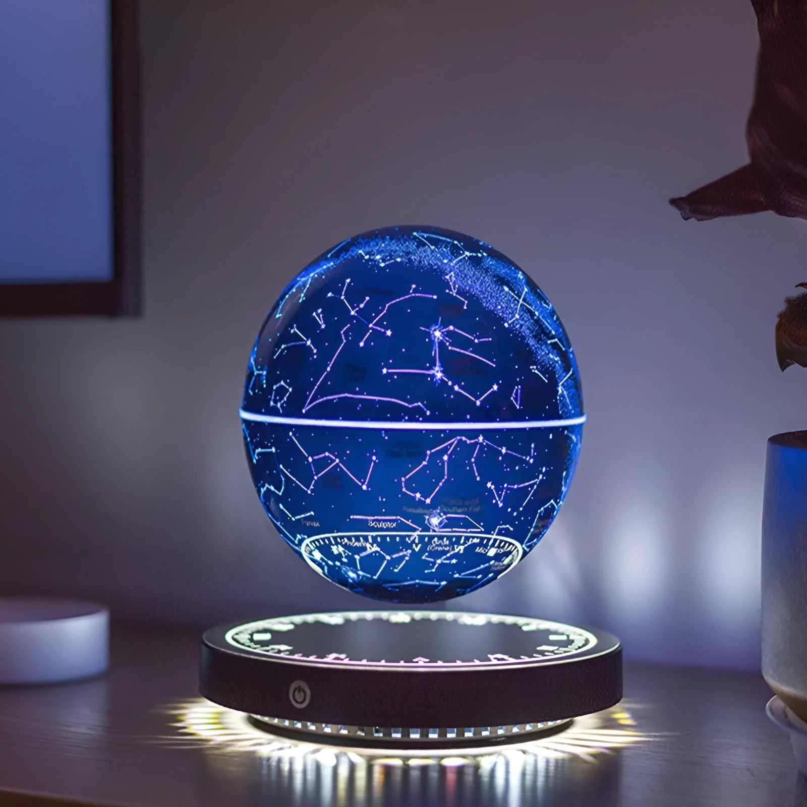 Maglev moon lamp black ABS floating star ball shape on base USB powered