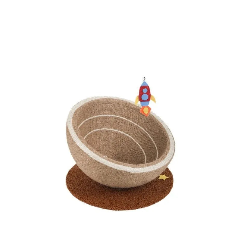 Large integrated cat scratching board and nest with sisal rope surface and flannel lining
