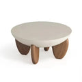 White solid wood coffee table with adjustable height mechanism and storage