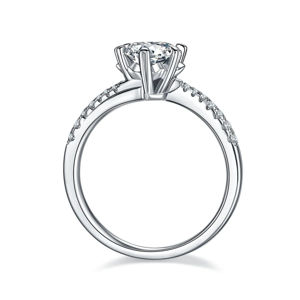 Snowflake Dance 1-carat moissanite wedding ring set on S925 silver with platinum plating and gift box