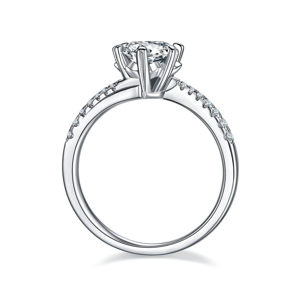 Snowflake Dance 1-carat moissanite wedding ring set on S925 silver with platinum plating and gift box