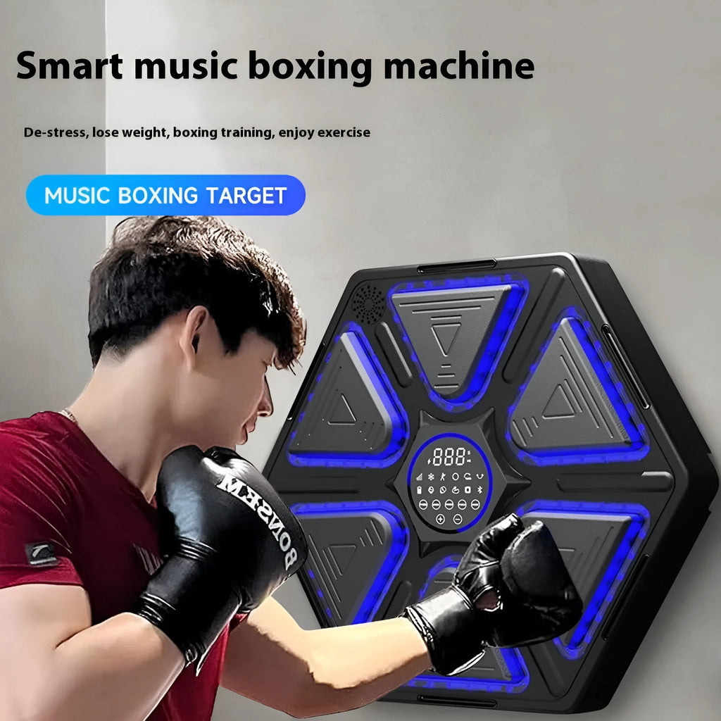 Electronic boxing wall target with music system mounted on wall for home training