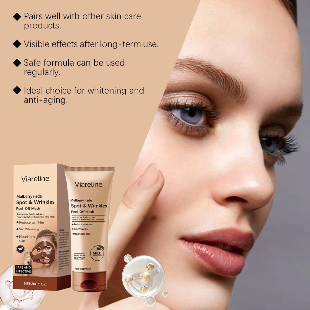 Single 30g sheet facial mask with arbutin, hyaluronic acid and collagen formula.