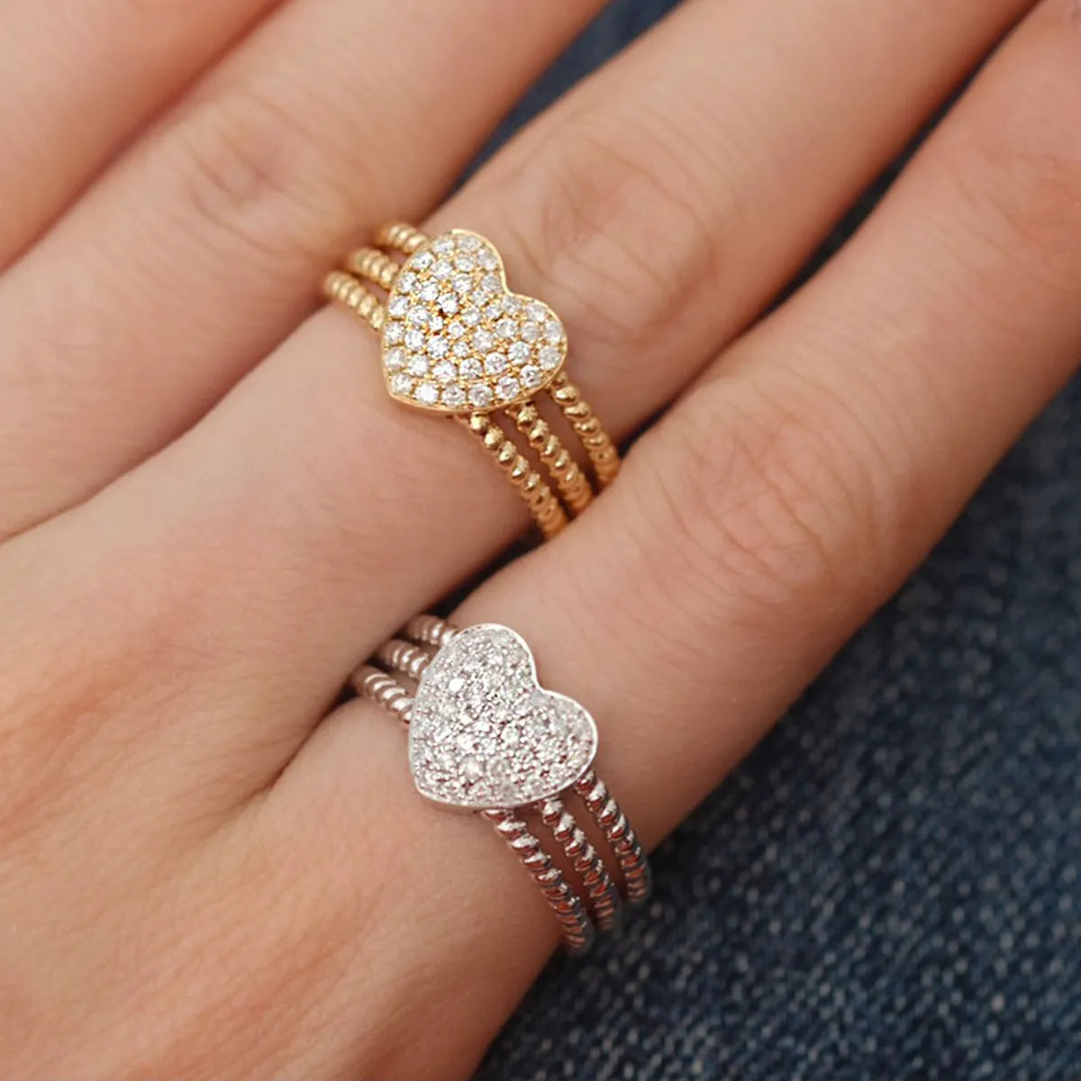 S925 sterling silver twisted heart ring for women, electroplated white gold finish, US size 7.