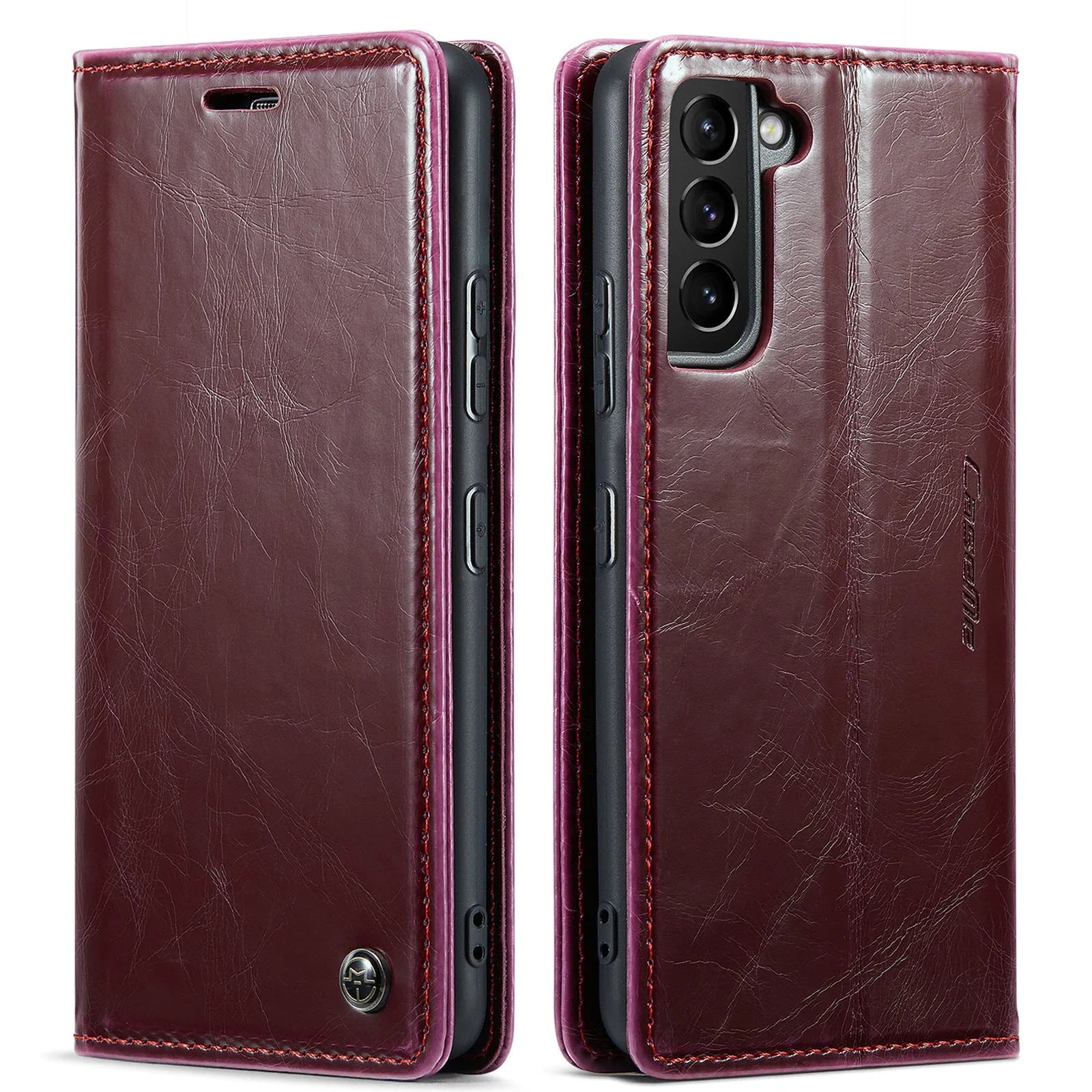 Crazy Horse pattern card flip phone case for Samsung A55 in black leather with closure