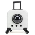 Hard PVC cat trolley carrier in burgundy colour with 15 litre capacity and wheels