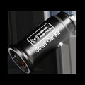 Black ABS car charger locator with integrated GPS for vehicle tracking, plugged into a 12V car socket.