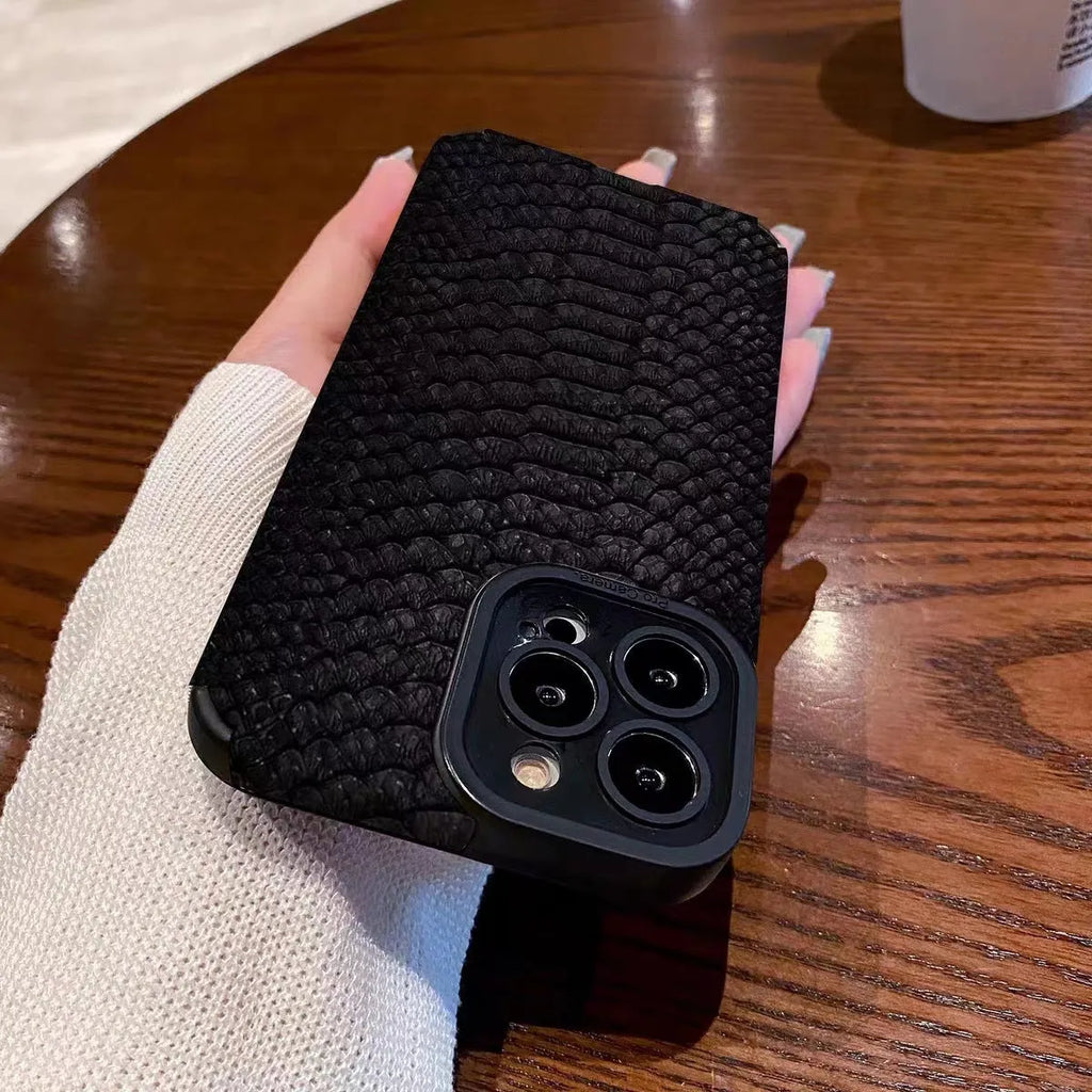 Black scales TPU phone case for iPhone 13 Pro Max with three-dimensional relief pattern
