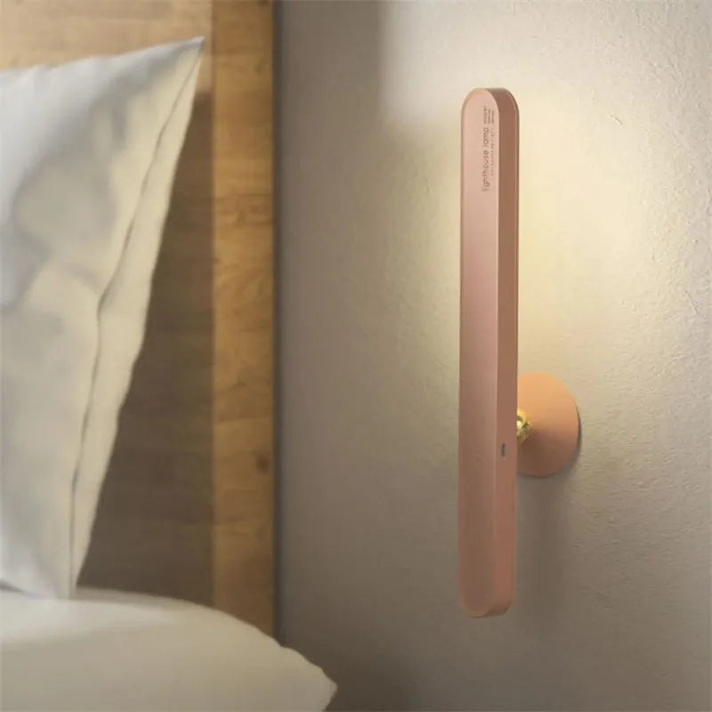 Geometric design desk lamp with magnetic base for wall mounting in white or khaki colour