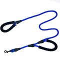 Pet dog double handle reflective nylon traction rope 1.5m x 1.2cm in black