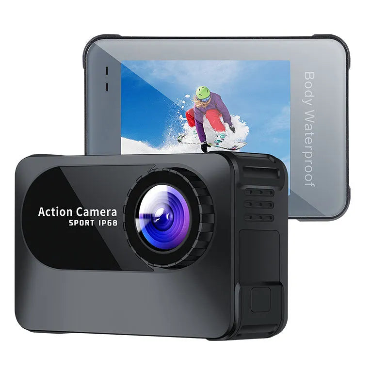 Black outdoor sports camera tachograph with 170-degree lens and compact 66mm design