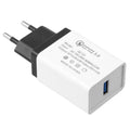 QC3.0 fast charge USB travel charger in choice of colours with US or EU plug