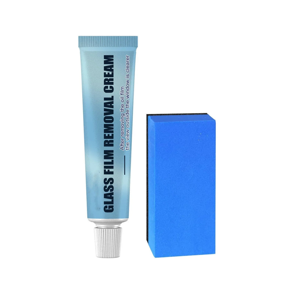 Blue car glass oil film remover with soft sponge applicator for windscreen cleaning