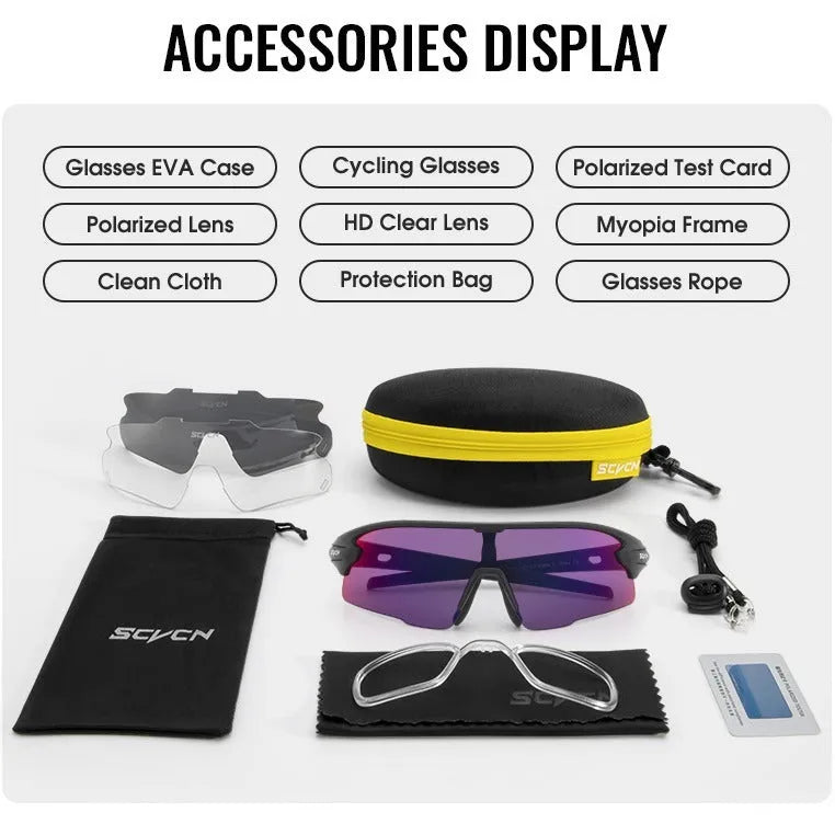 Cycling sports glasses with semi-rimless TR90 frame and UV protection lenses