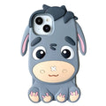 Gray silicone phone case with 3D cartoon little donkey design for Apple iPhone