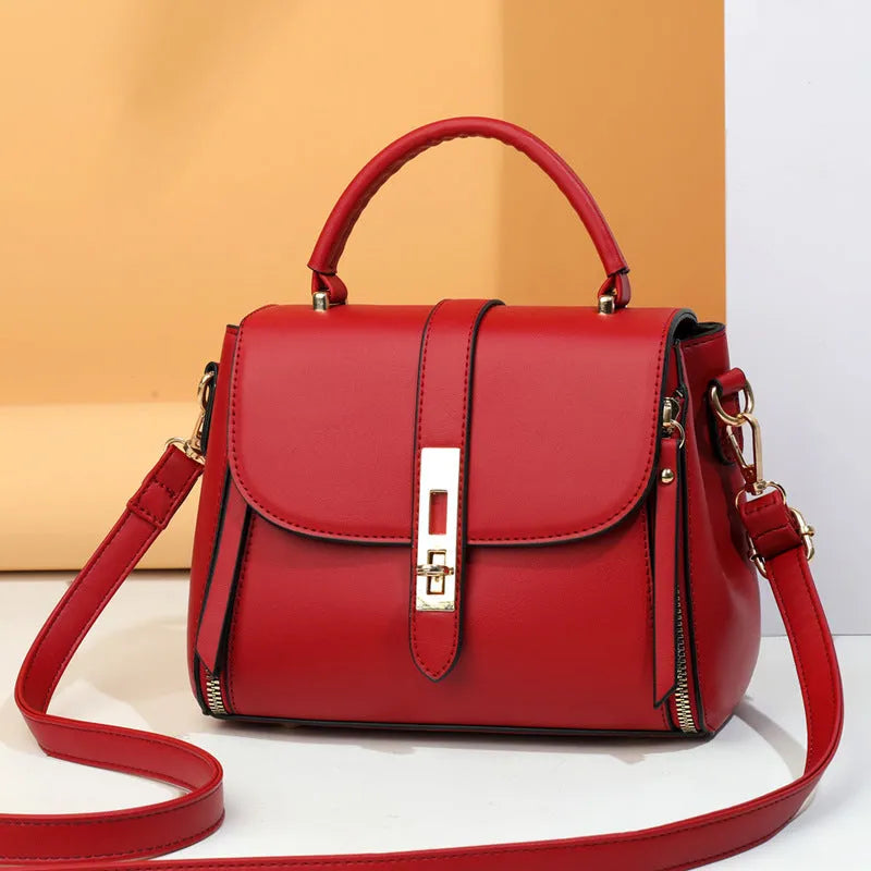 Soft PU leather women's shoulder bag in vertical square design, shown in black colour.