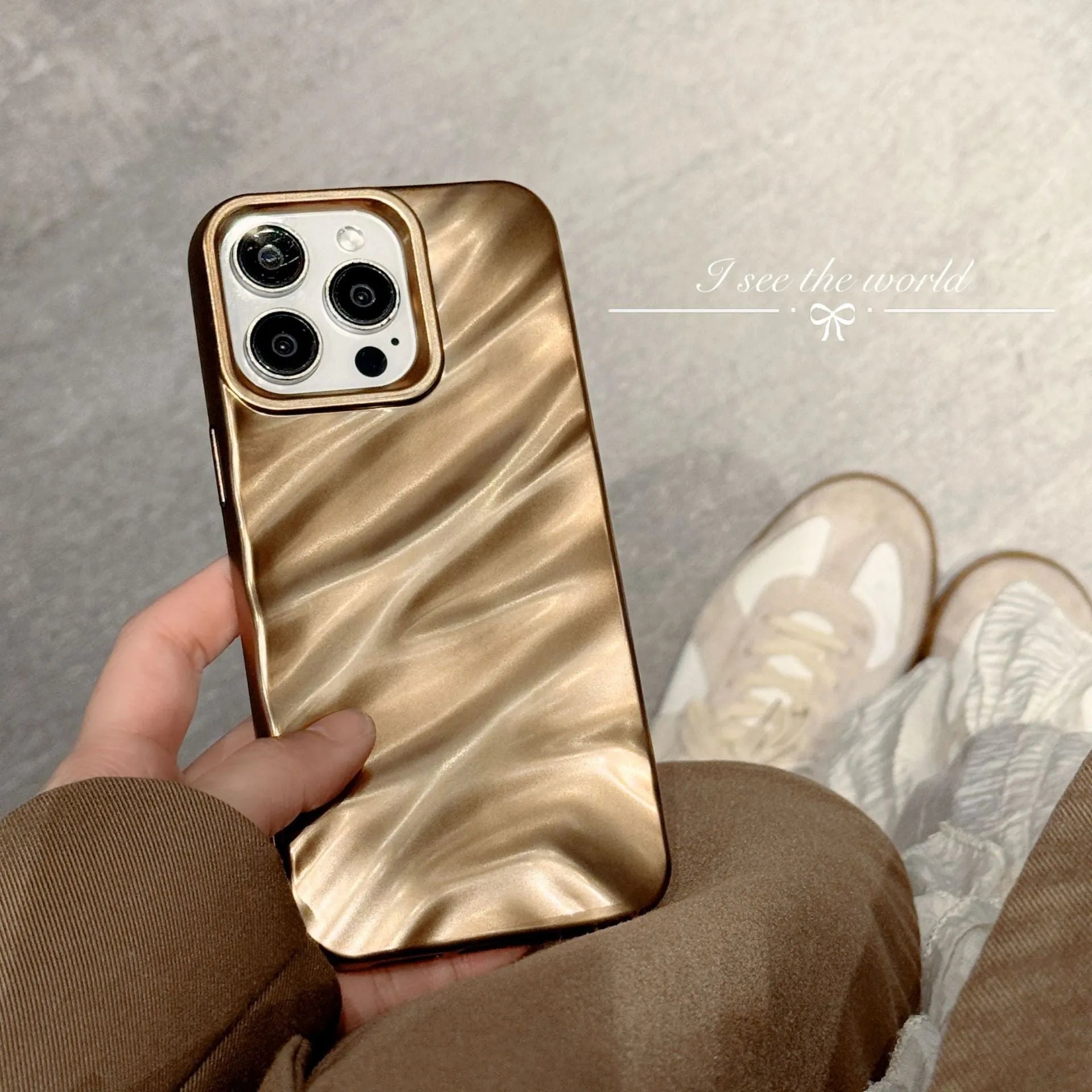High-grade desert gold silk pattern TPU phone case for iPhone with three-dimensional ins-style back cover in purple