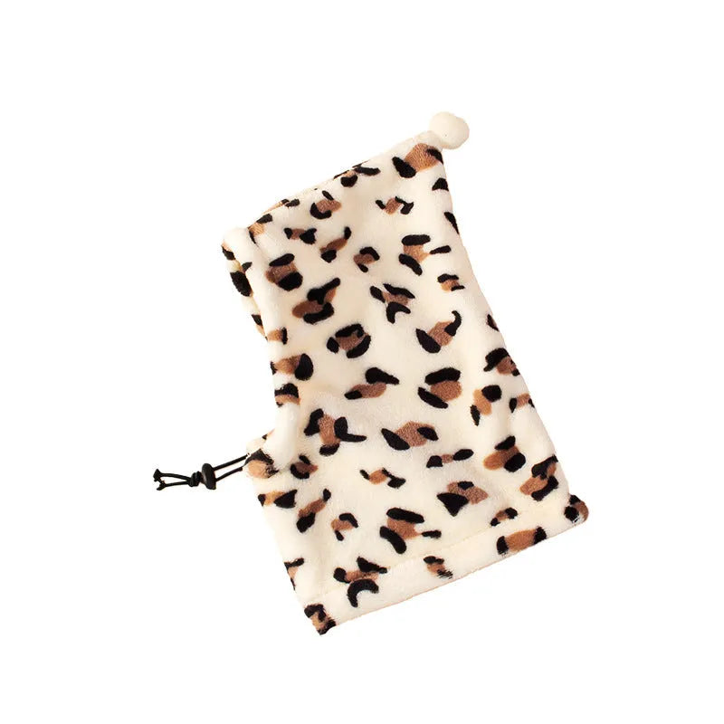 Bear design pet headdress with rabbit ears for dogs and cats in leopard print, black, and red colours.