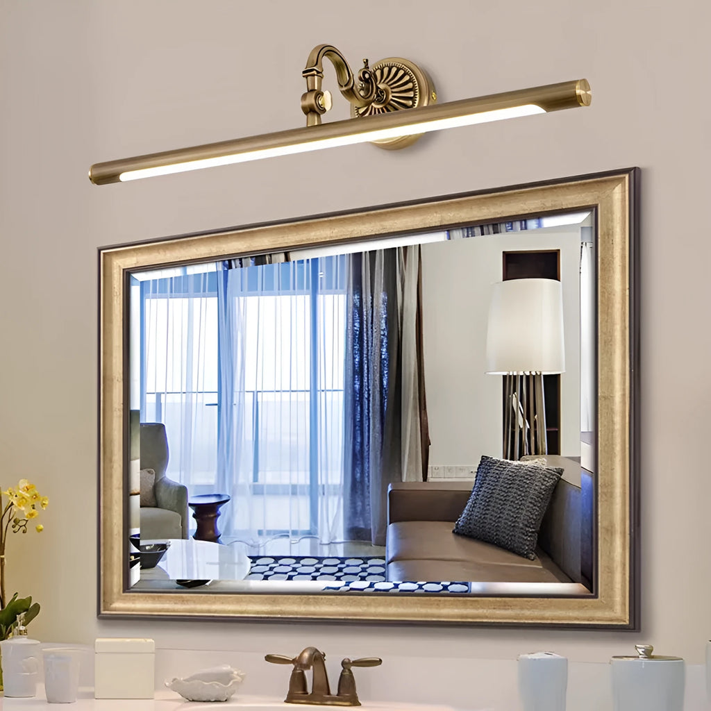 All copper bathroom mirror front lamp with acrylic anti-fog cover and 12W LED strip, 750mm size